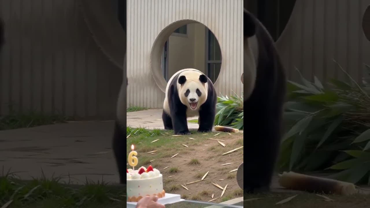 淚目！爺爺帶著親手做的蛋糕、千裡迢迢來到四川為福寶送祝福，願福寶生日快樂！ #大熊貓福寶 #大熊貓福寶和爺爺 #福寶生日 #姜爺爺 #馬上入川蜀你好玩